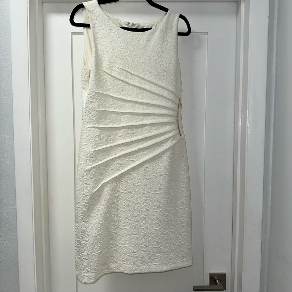 Ivanka Trump Cream Textured Mini Dress